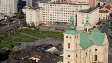 Bernardine Manastırı 'nın güzel manzarası Rzeszow Havacılık Manzarası Polonya. Yüksek kalite 4k görüntü