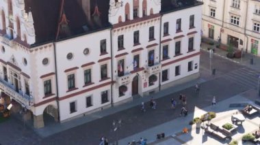 Güzel Konsey Meydanı Eski Şehir Rzeszow Hava Manzarası Polonya. Yüksek kalite 4k görüntü