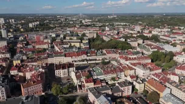Όμορφη Αγορά Τοπίου Πλατεία Παλιά Πόλη Rzeszow Aerial View Πολωνία — Αρχείο Βίντεο