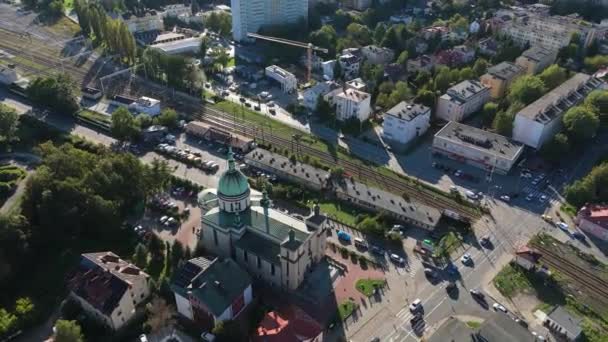 Prachtig Landschap Kerk Volgt Rzeszow Luchtfoto View Polen Hoge Kwaliteit — Stockvideo
