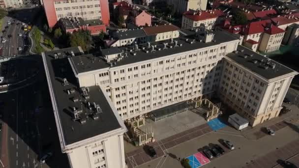 Landschap Provinciaal Bureau Downtown Rzeszow Aerial View Polen Hoge Kwaliteit — Stockvideo