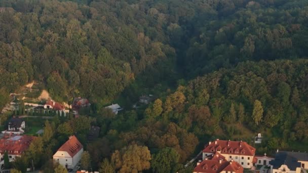 Hermoso Paisaje Forest Hill Kazimierz Dolny Vista Aérea Polonia Imágenes — Vídeo de stock