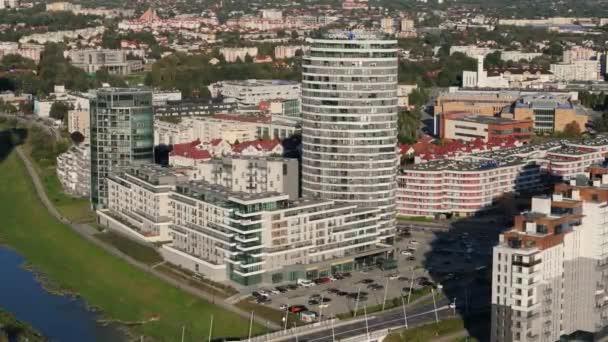 Gyönyörű Táj Felhőkarcolók Rzeszow Aerial View Lengyelország Kiváló Minőségű Felvételek — Stock videók