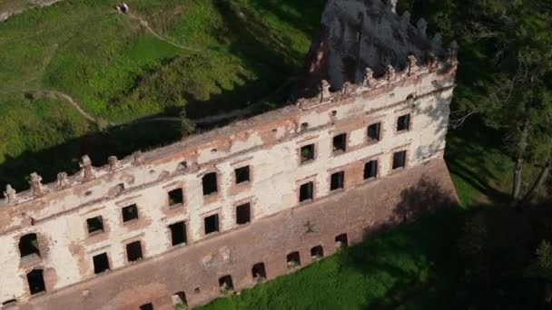 Landscape Castle Ruins Krupe Aerial View Polsko Vysoce Kvalitní Záběry — Stock video