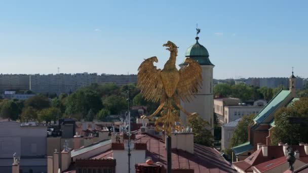 Eagle Tower Council Marktplein Rzeszow Luchtfoto Polen Hoge Kwaliteit Beeldmateriaal — Stockvideo