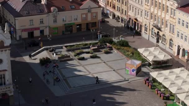 Bella Piazza Del Mercato Città Vecchia Rzeszow Vista Aerea Polonia — Video Stock
