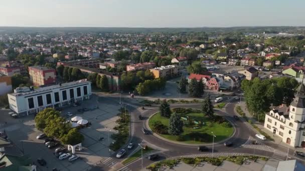 Lapangan Pasar Indah Downtown Tomaszow Lubelski Pemandangan Udara Polandia Rekaman — Stok Video