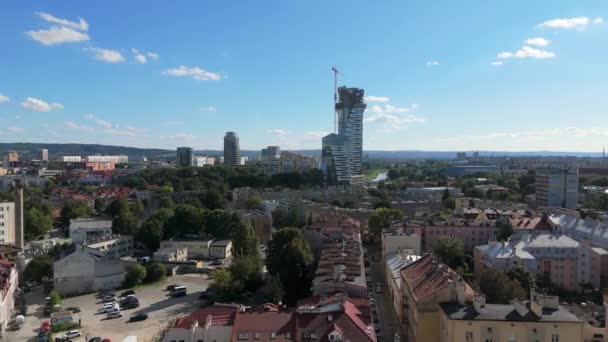 Beautiful Panorama Skyscrapers Κατασκευή Rzeszow Aerial View Πολωνία Υψηλής Ποιότητας — Αρχείο Βίντεο