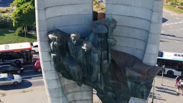 Statue Loi Révolutionnaire Rzeszow Vue Aérienne Pologne Images Haute Qualité — Video
