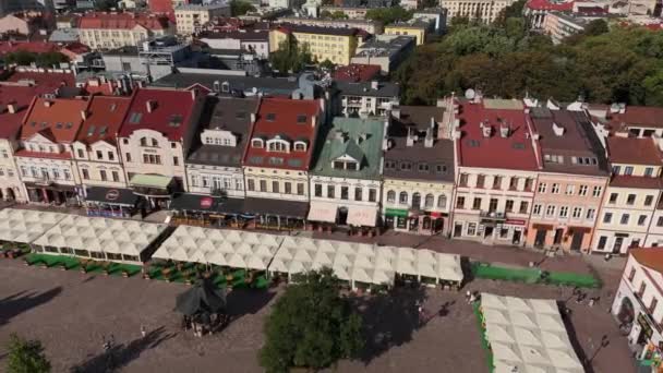 Beautiful Market Square Old Town Rzeszow Aerial View Poland High — Stock Video