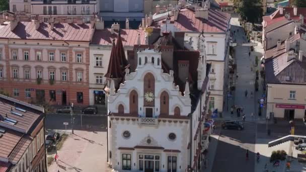 Beautiful Council Market Square Cidade Velha Rzeszow Vista Aérea Polónia — Vídeo de Stock