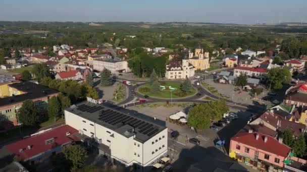 Vackra Landskap Downtown Salutorget Tomaszow Lubelski Antenn View Poland Högkvalitativ — Stockvideo