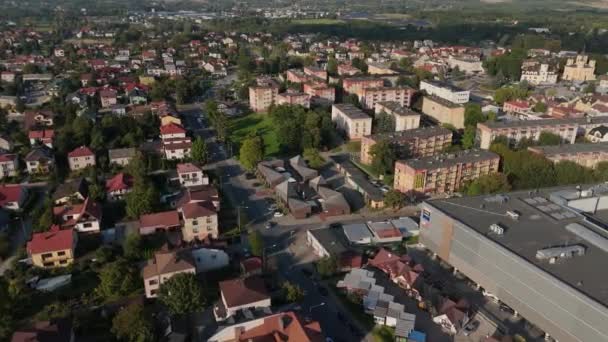 Prachtige Landschapsmarkt Tomaszow Lubelski Aerial View Polen Hoge Kwaliteit Beeldmateriaal — Stockvideo