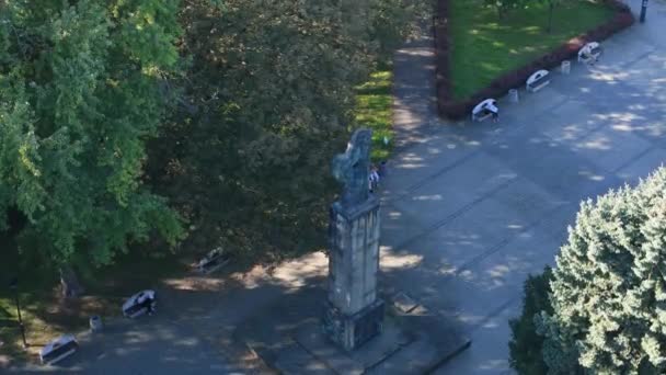 Beautiful Monument Park Rzeszow Aerial View Polsko Vysoce Kvalitní Záběry — Stock video