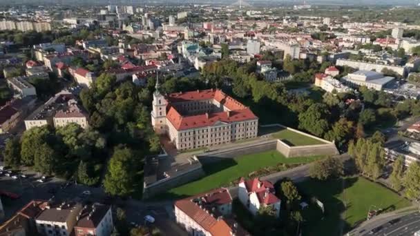 Schönes Panorama Schloss Lubomirski Rzeszow Luftaufnahme Polen Hochwertiges Filmmaterial — Stockvideo