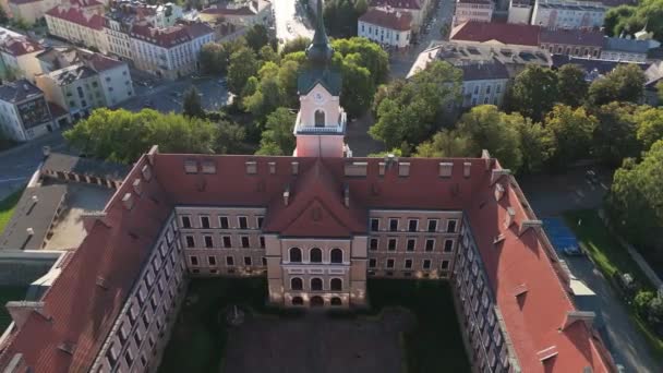 Όμορφο Κάστρο Lubomirski Rzeszow Aerial View Πολωνία Υψηλής Ποιότητας Πλάνα — Αρχείο Βίντεο