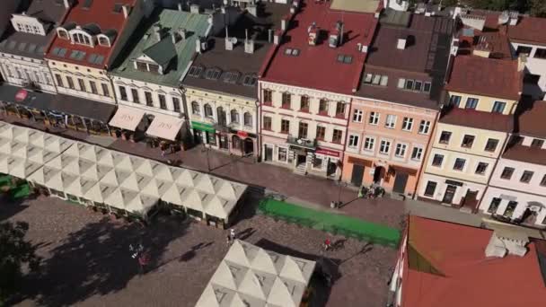 Beautiful Market Square Old Town Rzeszow Aerial View Poland Vysoce — Stock video