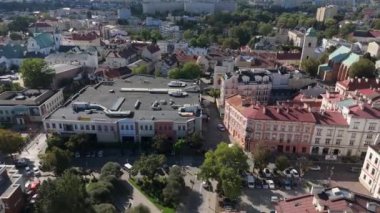 Güzel Panorama Şehir Merkezi Rzeszow Hava Manzarası Polonya. Yüksek kalite 4k görüntü