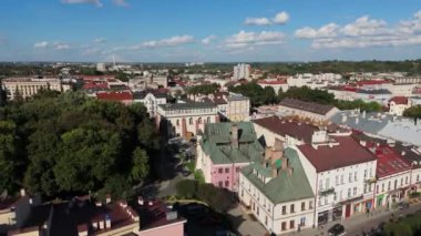 Güzel Peyzaj Sinagogu Rzeszow Havacılık Manzarası Polonya. Yüksek kalite 4k görüntü