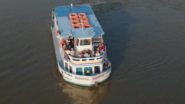 Smukke Landskab Boat River Vistula Kazimierz Dolny Aerial View Polen – Stock-video