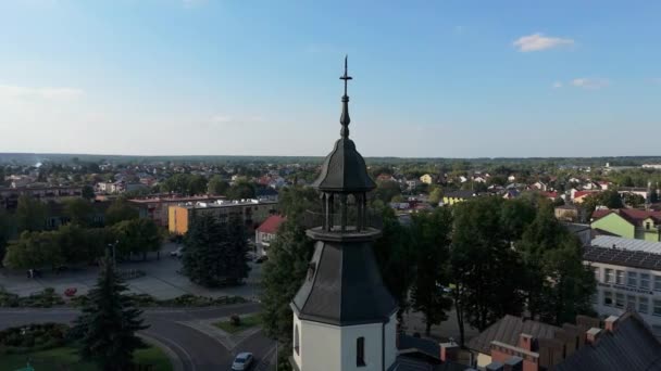 Krásná Top Tower Music School Tomaszow Lubelski Aerial View Polsko — Stock video