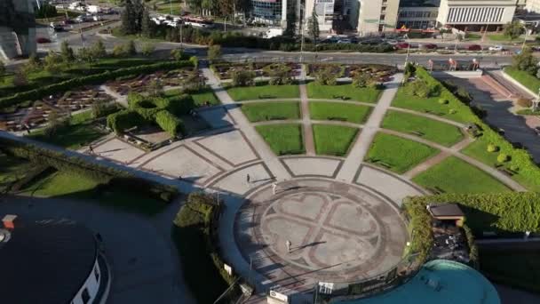 Gyönyörű Bernardine Gardens Rzeszow Aerial View Lengyelország Kiváló Minőségű Felvételek — Stock videók