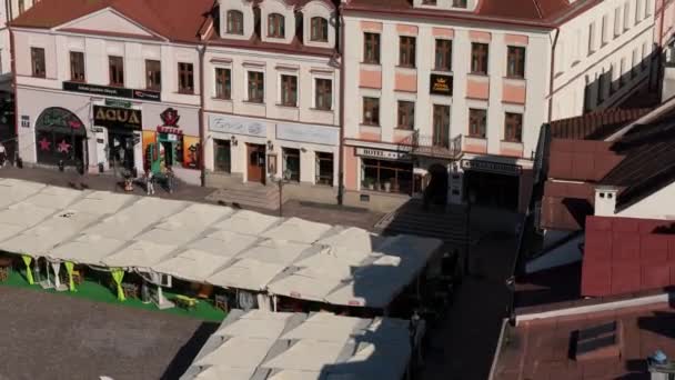 Praça Mercado Bonito Cidade Velha Rzeszow Vista Aérea Polónia Imagens — Vídeo de Stock