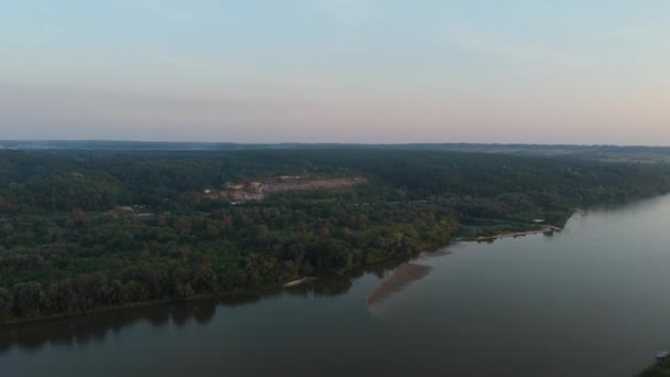Prachtig Landschap Steengroeve Forest Hill River Vistula Kazimierz Dolny Aerial — Stockvideo