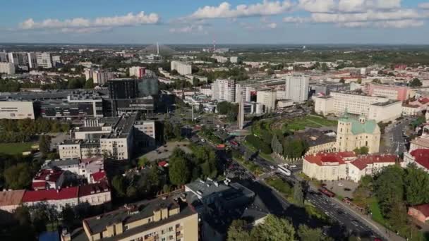 Panoráma Sugárutak Monument Garden Downtown Rzeszow Légi Kilátás Lengyelország Kiváló — Stock videók
