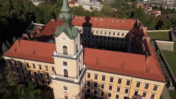Όμορφη Πύργος Lubomirski Κάστρο Rzeszow Αεροφωτογραφία Πολωνία Υψηλής Ποιότητας Πλάνα — Αρχείο Βίντεο