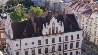Güzel Konsey Meydanı Eski Şehir Rzeszow Hava Manzarası Polonya. Yüksek kalite 4k görüntü