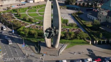 Heykel Devrimci Sanatlar Bahçesi Rzeszow Hava Görüntüsü Polonya. Yüksek kalite 4k görüntü