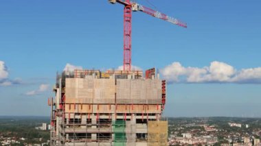 Güzel Üst Gökdelenler İnşaat Rzeszow Hava Manzaralı Polonya. Yüksek kalite 4k görüntü