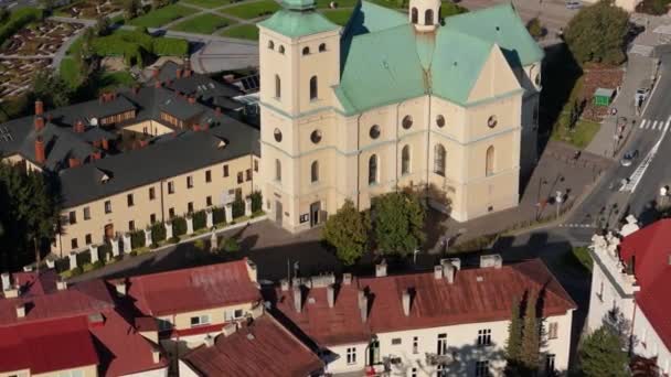 Güzel Manzara Bernardine Manastırı Rzeszow Sokağı Hava Manzarası Polonya Yüksek — Stok video