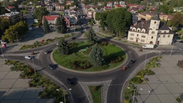 Beautiful Market Square Downtown Tomaszow Lubelski Aerial View Polônia Imagens — Vídeo de Stock