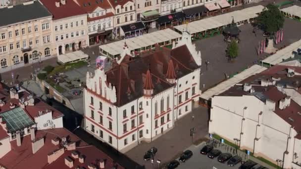 Hermosa Plaza Del Mercado Del Consejo Ciudad Vieja Rzeszow Vista — Vídeo de stock