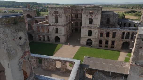 Ερείπια Του Κάστρου Krzyztopor Στο Ujazd Aerial View Πολωνία Υψηλής — Αρχείο Βίντεο