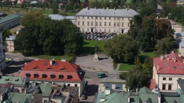 Monument Zamoyski Old Town Zamosc Aerial View Poland High Quality — Stock Video