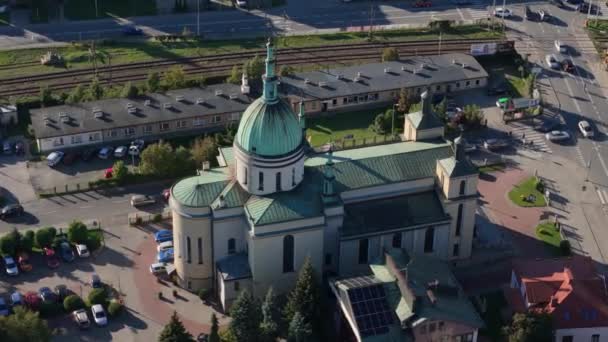Όμορφη Εκκλησία Rzeszow Aerial View Πολωνία Υψηλής Ποιότητας Πλάνα — Αρχείο Βίντεο