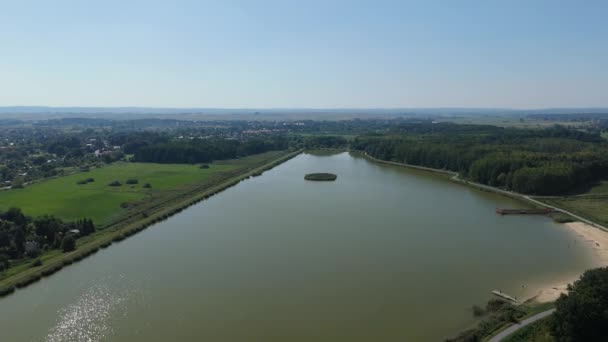 Prachtig Landschap Vijver Oude Stad Zamosc Luchtfoto Uitzicht Polen Hoge — Stockvideo
