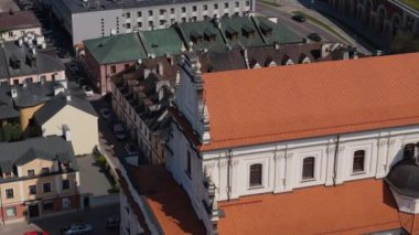 Güzel Manzara Eski Kasaba Pazar Meydanı Zamosc Hava Görüntüsü Polonya. Yüksek kalite 4k görüntü