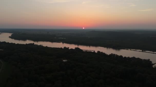 Güzel Manzara Nehri Vistula Günbatımı Kazimierz Dolny Hava Manzarası Polonya — Stok video