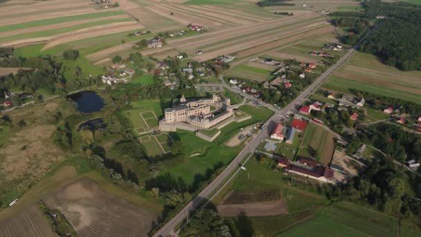 Tájkép Romjai Krzyztopor Kastély Ujazd Aerial View Lengyelország Kiváló Minőségű — Stock videók