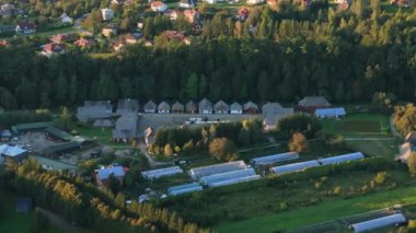 Güzel Açık Hava Müzesi Skansen Sanok Bieszczady Hava Görüntüsü Polonya. Yüksek kalite 4k görüntü