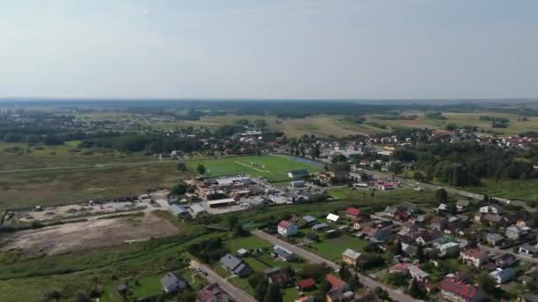 Beautiful Landscape Stadium Lubaczow Aerial View Poland High Quality Footage — Stock Video