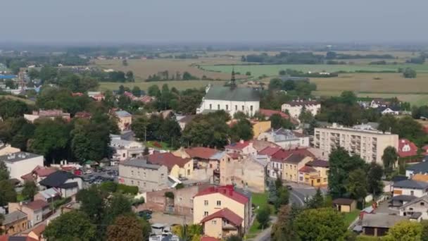 Bellissimo Paesaggio Centro Città Chiesa Radymno Vista Aerea Polonia Filmati — Video Stock