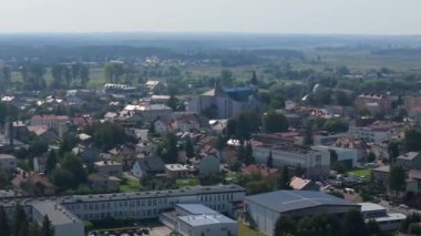 Güzel Panorama Kilisesi Lubaczow Hava Manzarası Polonya. Yüksek kalite 4k görüntü