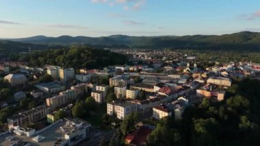 Güzel Peyzaj Tepesi Sanok Dağları Bieszczady Hava Manzarası Polonya. Yüksek kalite 4k görüntü