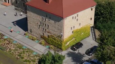 Güzel Kraliyet Şatosu Sanok Hava Manzarası Polonya. Yüksek kalite 4k görüntü