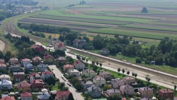 Magnifiques Maisons Paysage Gare Radymno Vue Aérienne Pologne Images Haute — Video